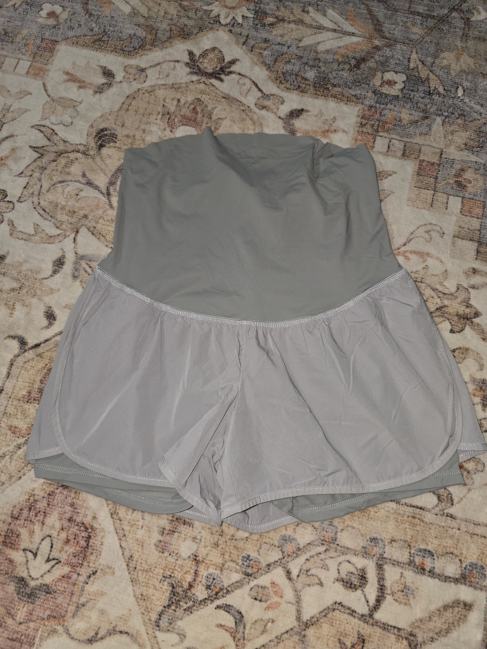 Maacie Maternity Gray Layered Athletic Shorts with Inner Liner